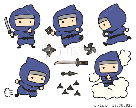 シンプルでかわいい忍者のイラストセット 133793926