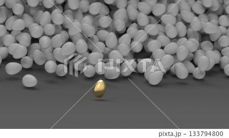 金のたまごCG　大量に転がる　人材流出イメージ　パワーポイントタイトル　レンダリングCG　背景 133794800