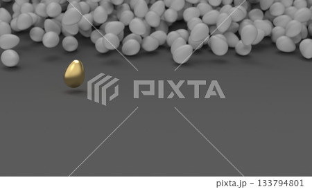 金のたまごCG　大量に転がる　人材流出イメージ　パワーポイントタイトル　レンダリングCG　背景 133794801