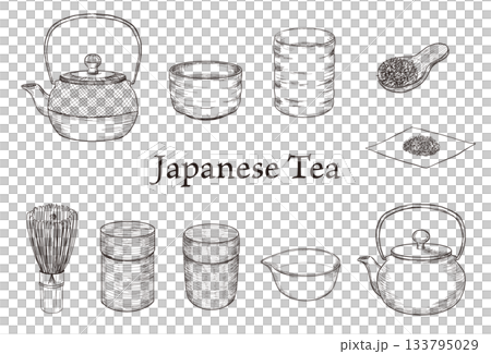 日本茶手繪鋼筆畫套裝 133795029