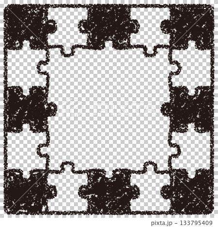Hand-drawn crayon background puzzle frame 133795409