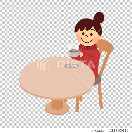 女人喝熱可可 133795412