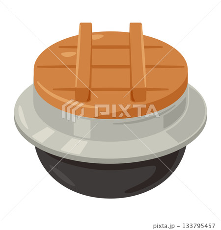 木製蓋付きの釜飯用釜のイラスト 木製蓋付きの釜飯用釜のイラスト 133795457
