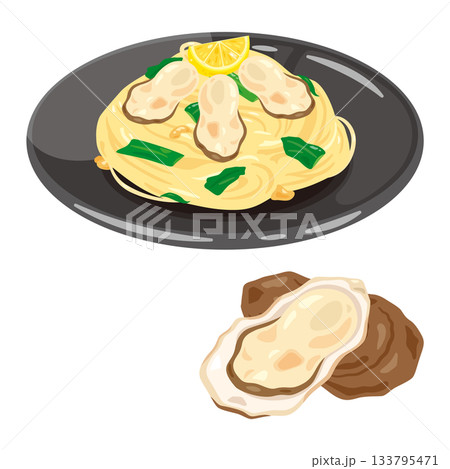 牡蠣パスタのイラスト 牡蠣パスタのイラスト 133795471