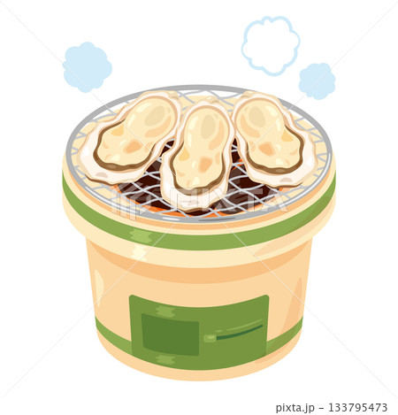 七輪と殻付き焼き牡蠣のイラスト 七輪と殻付き焼き牡蠣のイラスト 133795473