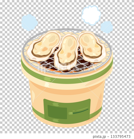 七輪と殻付き焼き牡蠣のイラスト 七輪と殻付き焼き牡蠣のイラスト 133795473