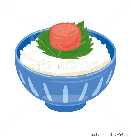 お茶碗に盛られたタラコご飯のイラスト 133795495