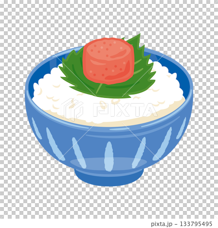 お茶碗に盛られたタラコご飯のイラスト 133795495