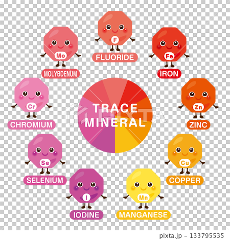Trace mineral character illustration set (English) Trace mineral character illustration set (English) 133795535