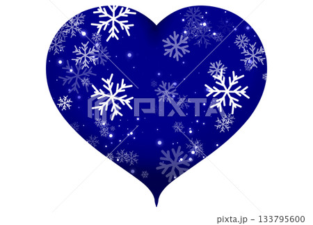 濃い青色のハートに雪と光が入っているイラスト 濃い青色のハートに雪と光が入っているイラスト 133795600