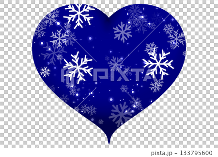 濃い青色のハートに雪と光が入っているイラスト 濃い青色のハートに雪と光が入っているイラスト 133795600
