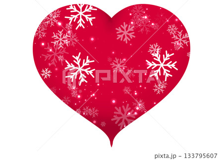 濃いピンク色のハートに雪と光が入っているイラスト 濃いピンク色のハートに雪と光が入っているイラスト 133795607