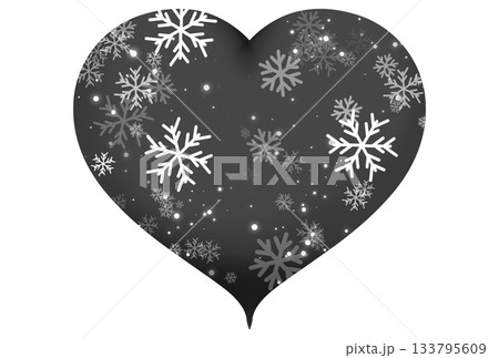 グレーのハートに雪と光が入っているイラスト グレーのハートに雪と光が入っているイラスト 133795609
