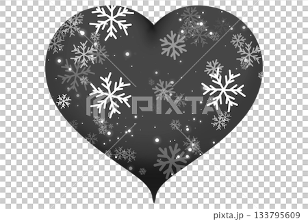 グレーのハートに雪と光が入っているイラスト グレーのハートに雪と光が入っているイラスト 133795609