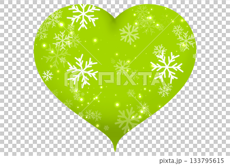 一幅描繪黃綠色心形,伴隨雪花和光線的插圖 一幅描繪黃綠色心形,伴隨雪花和光線的插圖 133795615