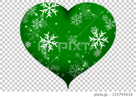 一幅描繪雪和光的綠色愛心的插圖 一幅描繪雪和光的綠色愛心的插圖 133795618
