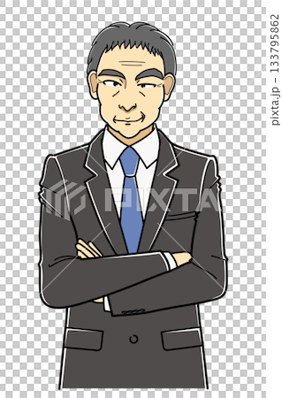 一位身穿西裝、雙臂交叉、面帶微笑的中年男子（上半身） 133795862