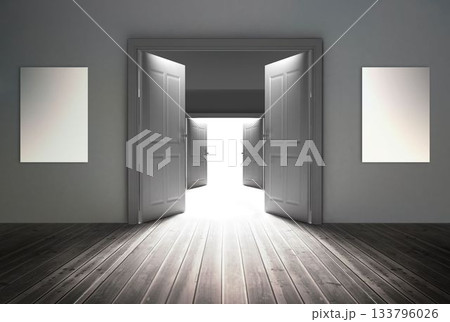 Doors revealing bright light Doors revealing bright light 133796026