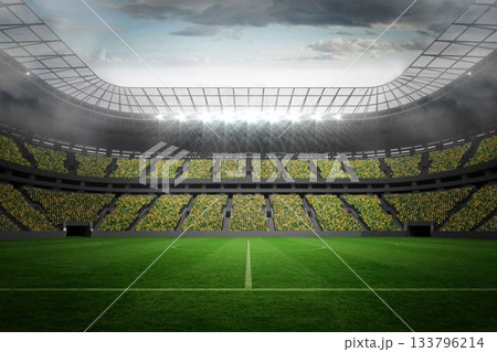 Large football stadium with lights 133796214