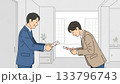 和室で深々とお辞儀する名刺交換 133796743