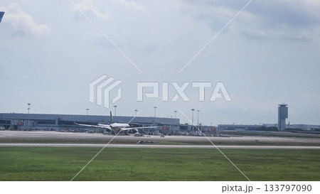 Changi Airport lush greenery spells its name beside a busy runway Changi Airport lush greenery spells its name beside a busy runway 133797090