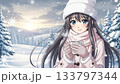 雪の中で帽子をかぶった女性 133797344