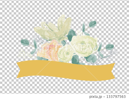 粉紅彩色花束和絲帶插圖 2 133797563