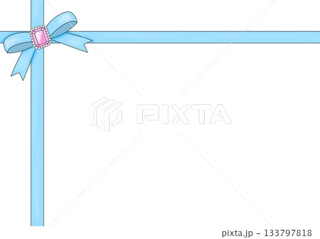 プレゼントリボン　水色 133797818