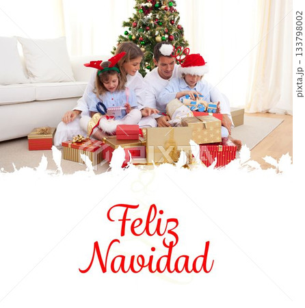 a happy family Christmas card 133798002
