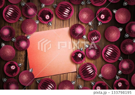 Christmas baubles on table Christmas baubles on table 133798195