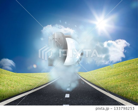 Open safe over sunny landscape 133798253