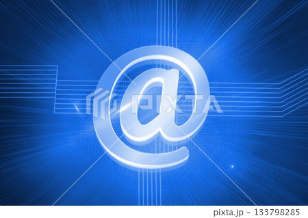 Glowing at sign on blue background 133798285