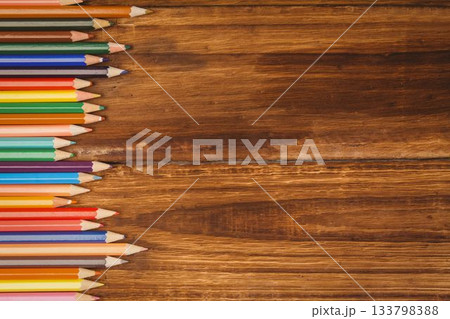 Color pencils on wooden tabl Color pencils on wooden tabl 133798388