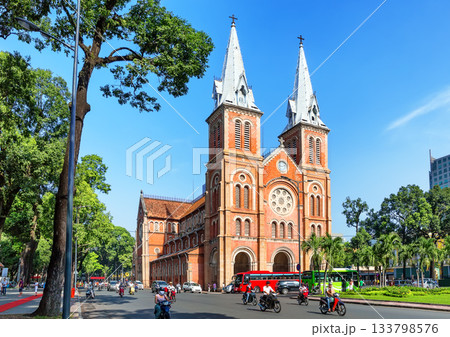 Cathedral Notre Dame of Saigon, Ho Chi Minh City, Vietnam. Saigon Notre Dame Cathedral, built in the late 1880s by French colonists. 133798576