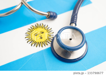 Argentina flag with stethoscope, Business and finance. 133798677