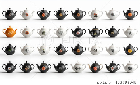 ティーポットとティーウェアのイラストアイコンセット ティーポットとティーウェアのイラストアイコンセット 133798949
