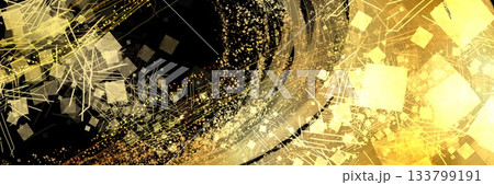 お正月背景風金箔、ブラシストロークの豪華横長背景 133799191
