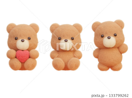 felt texture teddy bear character 3D graphic 133799262