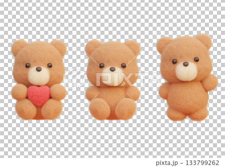 felt texture teddy bear character 3D graphic 133799262