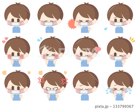 マスクをした普通の男の子(セット01) マスクをした普通の男の子(セット01) 133799367