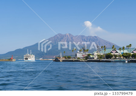 桜島フェリーターミナルから見る桜島 133799479