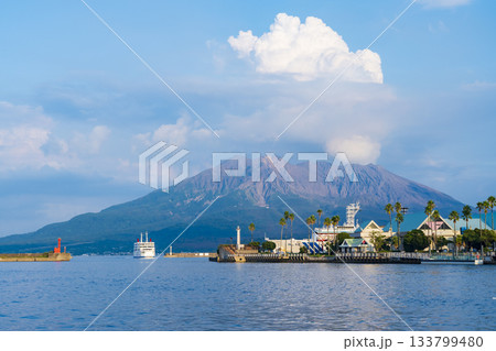 桜島フェリーターミナルから見る桜島 133799480