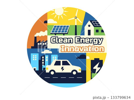 Clean Energy Innovation Vector Illustration Showcasing Modern Sustainable Design Powered By Renewable Sources And Hydroelectricity Technology 133799634