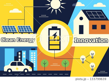Clean Energy Innovation Vector Illustration Showcasing Modern Sustainable Design Powered By Renewable Sources And Hydroelectricity Technology 133799639