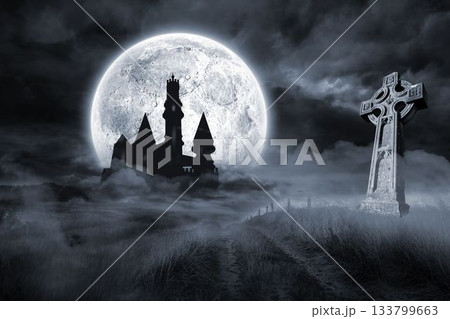 Graphic image of celtic cross by castle 133799663