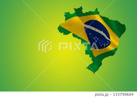 Green brazil outline with flag 133799684
