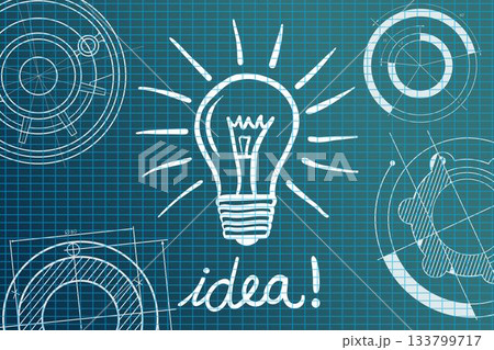 Light bulb with idea text 133799717