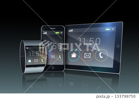 Smartphone tablet pc and futuristic wristwatch Smartphone tablet pc and futuristic wristwatch 133799750