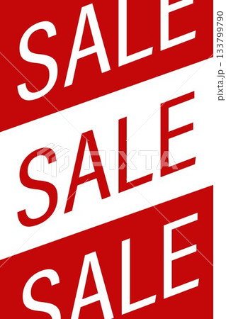 Sale ad is showing triple SALE on red-white diagonal stripes in flat-design, transparent background 133799790