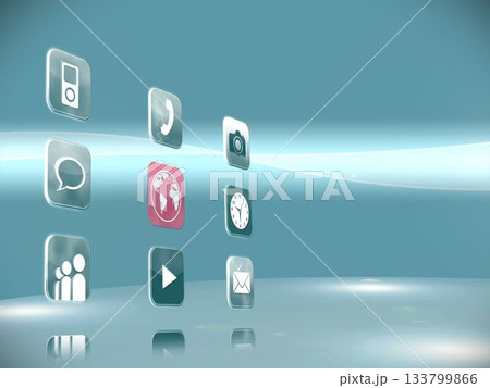 Futuristic app icons on blue background Futuristic app icons on blue background 133799866